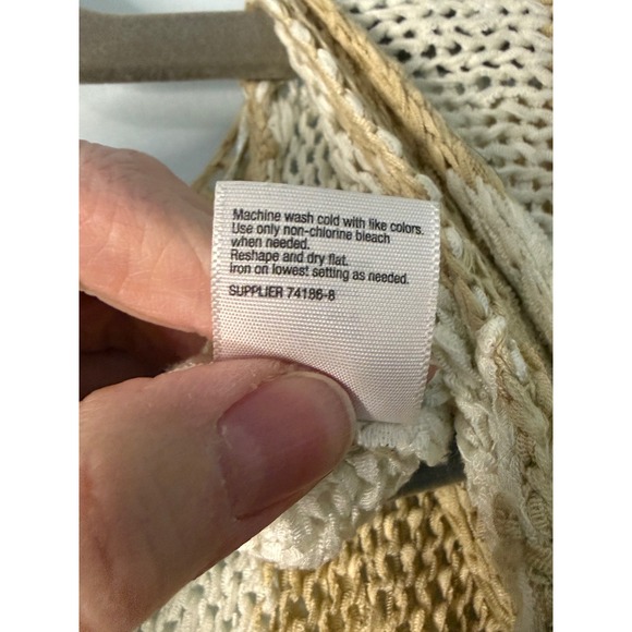 St Johns Bay Tan White Stripe Open Front Knit Cardigan Sweater XL - Picture 6 of 11